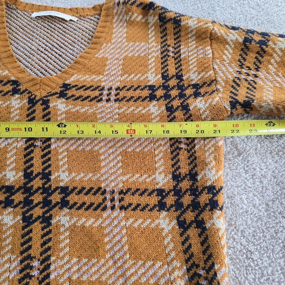 Astr The Label V-neck Mustard Yellow Plaid Sweater Sz M Academia Preppy Y2K Vibe